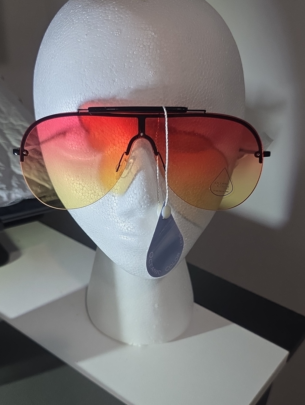 Gradient Shield Sunglasses - Red/Orange/Yellow Tint